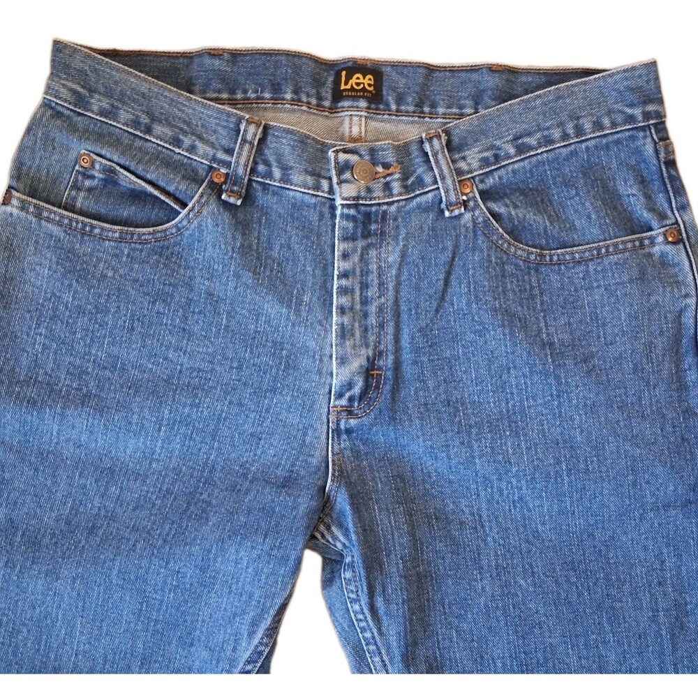 Lee Mens Regular Fit Denim Jeans 34x32 Blue Medium Wash Like New - Picture 7 of 13